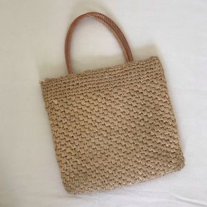 Vintage Straw Raffia Woven Tote Bag